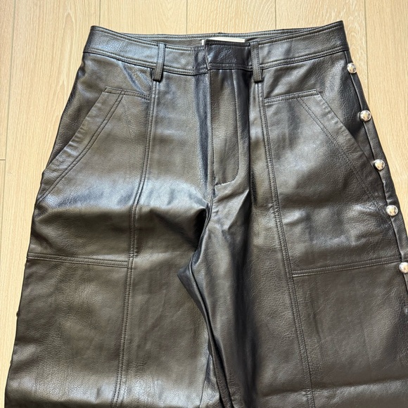 NWOT Anthropologie Black Faux-Leather Utility Pants Women’s Size 4 - Picture 8 of 15